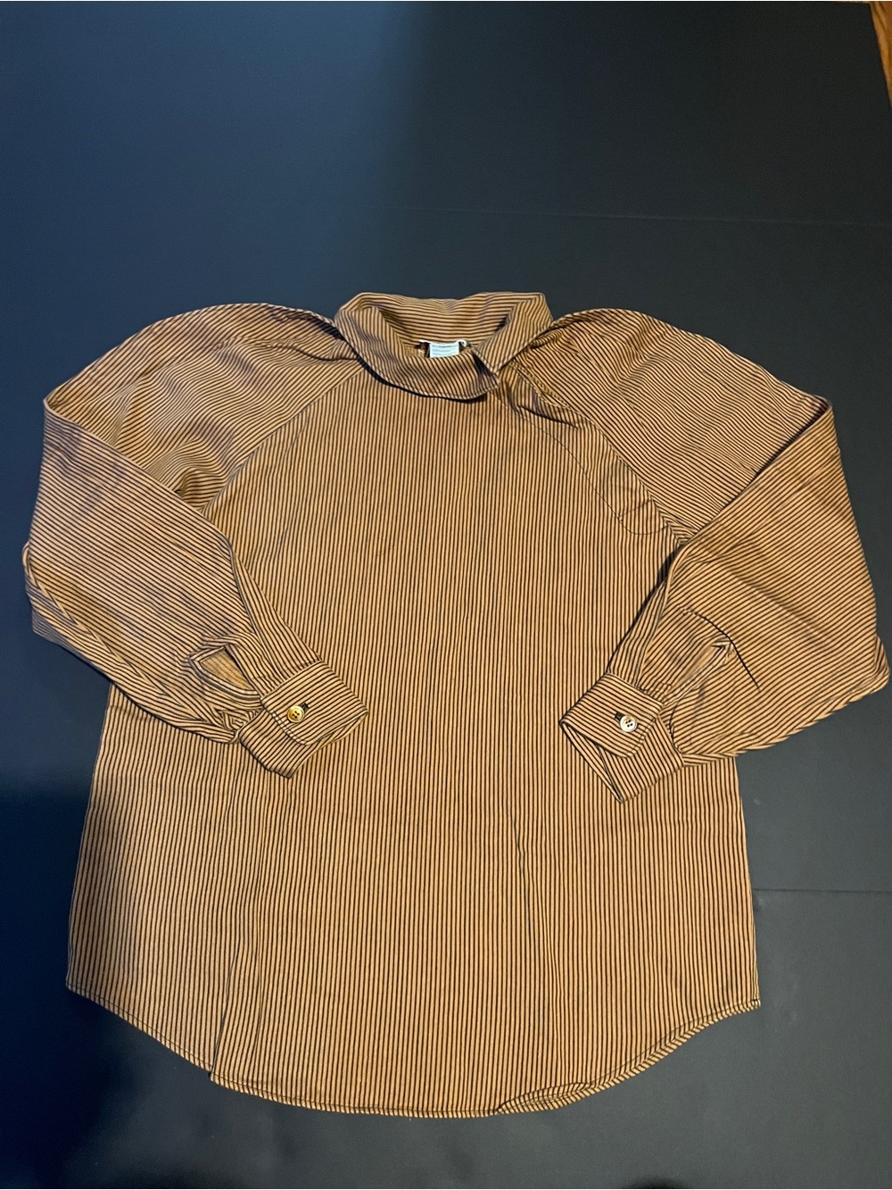 Vintage Kenzo Paris 1980s Brown & Tan Striped Blouse
